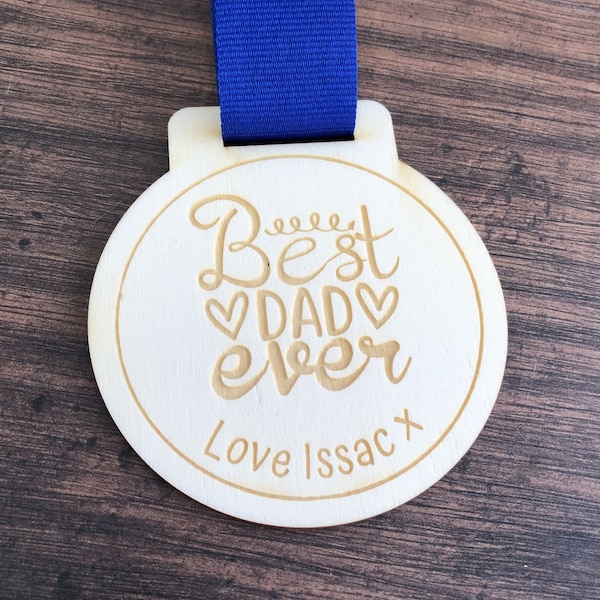 Personalised Engraved Best Dad Wooden Medal | Father's Day Gifts | Daddy Gifts l Best Dad Medal | Eco-friendly Medals | Gifts for Dads