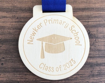 Personalised Graduation Gift Engraved Wood Graduation Medal | Graduation Gift for Him for Her College University High School Student 2023