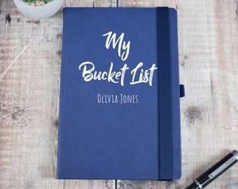 Bucket List Travel Notebook Personalised - Personalized Travel Journal, A5 Notebook, Journalling Memoirs, Bullet Journal BuJo - Bucket List