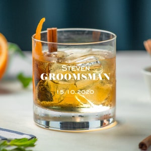 Personalised Whiskey Glass, Engraved Glass, Rocks Glasses, Groomsmen glasses, Etched glass, Personalised Whisky, Bourbon Glass - Wedding