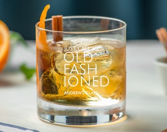 Personalised Whiskey Glass - Engraved Whisky Glasses Personalized Etched Old-Fashioned Drinking Glasses - Call Me Old Fashioned