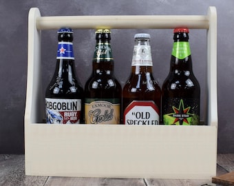 Beer Caddy, Beer Holder, Plain Engraving Blanks Wholesale Bulk Prices, Wooden Bottle Carrier  - Perfect for BBQ's, 33 x 10 x 30cm