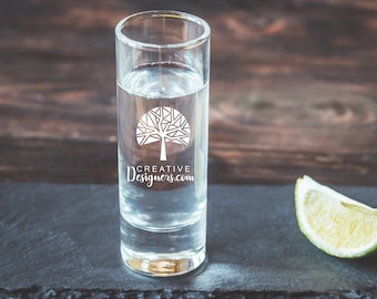 Engraved Shot Glass, Logo Shot Glass, Tall Shot Glasses, Shooter Glass, Birthday Gift Tall Personalised Shot Glass - Add your own Logo