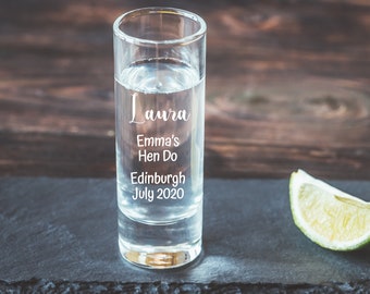 Personalised Shot Glass, Engraved Wedding Party Favour, Bridal Gift