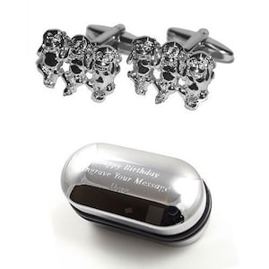 3 Wise Monkeys Cufflinks & Engraved Gift Box  - See No Evil, Hear No Evil, Speak No Evil, Fun Cufflinks, Personalised Cufflinks Box