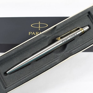 Personalised Pen, Engraved Pen, Stainless Steel GOLD Trim Parker Jotter Pen, Graduation Gift, Wedding Gift, Birthday Gift, Christmas Gift image 1