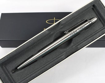 Penna Parker Jotter personalizzata, in acciaio inossidabile con incisione, confezione regalo.