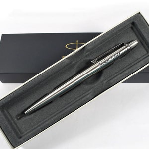 Engraved  Parker Jotter Ballpoint Pen Stainless Steel & Black Personalized 