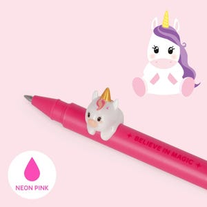 Bolígrafo de gel Legami Lovely Friends Unicorn, tinta rosa, bolígrafo de unicornio, unicornio bonito, papelería infantil, bolígrafo Legami Unicorn, bolígrafo de gel rosa neón, bolígrafo bonito