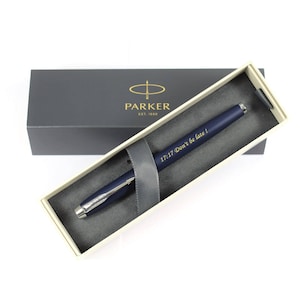 Parker IM blauw met chromen rand vulpen, gepersonaliseerde pen, gegraveerde pen, afstudeercadeau, huwelijkscadeau, kerstcadeau (1931661)