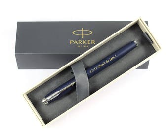 Parker IM Blue with Chrome Trim Rollerball Pen, Personalised Pen, Engraved Pen, Graduation Gift, Wedding Gift, Christmas Gift (1931661)
