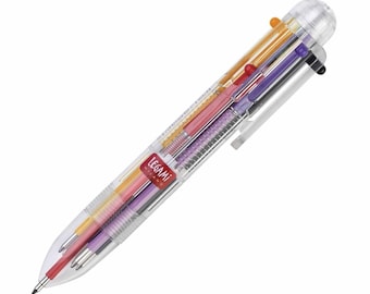 Legami Magic Rainbow 6 Colour Ballpoint Pen, Oldschool Pens, Retro Pen, Multi Ink Pens, Multicolour Pens, Cool Stationery, 6 Ink Colour Pen