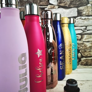Personalised Water Bottle ENGRAVED Gym Bottle, Reusable Bottle, Insulated Hot/Cold Flask image 4
