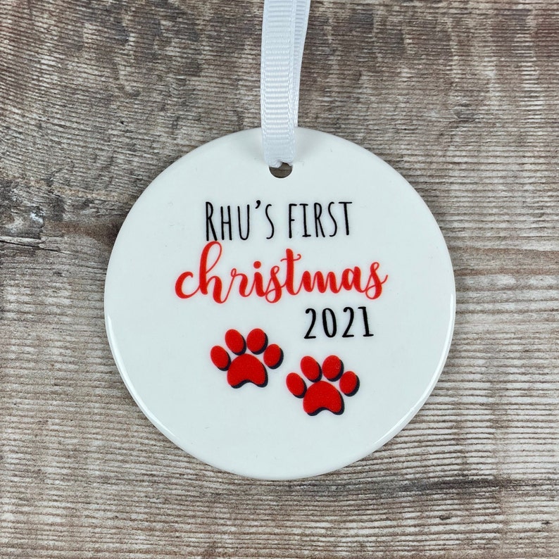 Dogs First Christmas Personalised Christmas Tree Bauble Pet Etsy