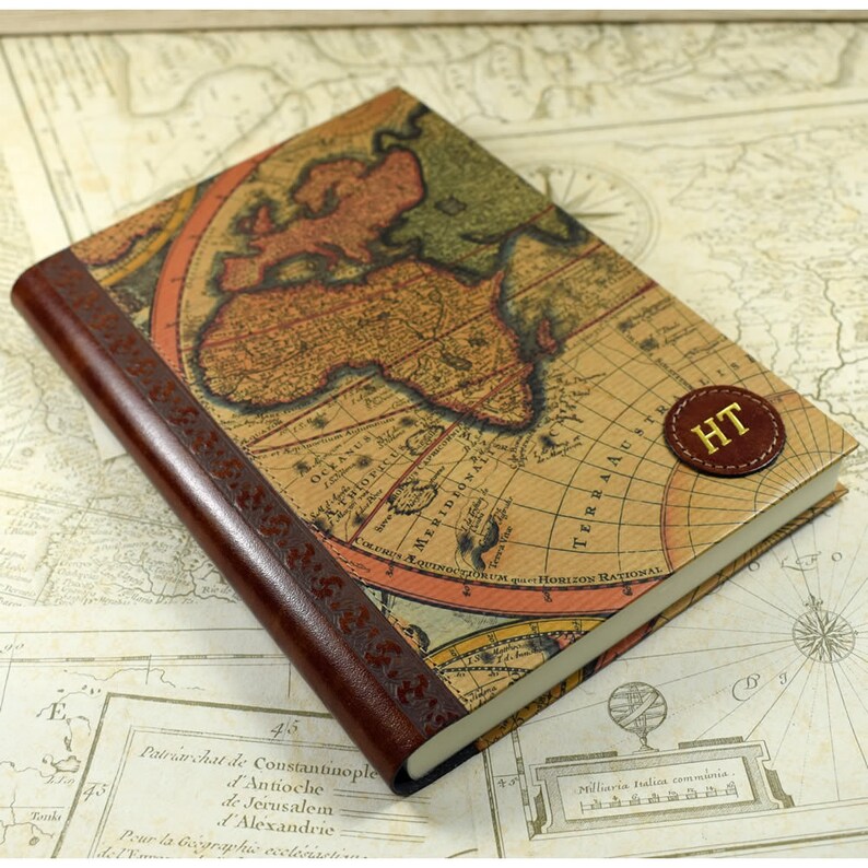 Personalised Embossed Large World Map Journal Genuine Leather Etsy UK