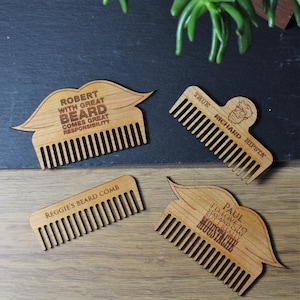 Custom Engraved Laser Cut Beard Comb, Wooden Comb, Mens Gift, Personalised gift, moustache comb, hipsta, hipster, fathers day, dad gift