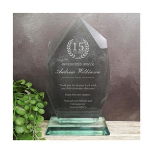 Engraved Glass Employee Award, Retirement Appreciation, For Manager , Staff ,Retirement Award with Laser Engraving, Long Service Award