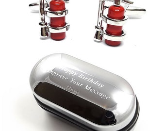 Silver Rhodium Plated Fire Engine Fighter Brigade Cufflinks Present Gift Box Silver Rhodium Plated Fire Engine Fighter Brigade Cufflinks Present Gift Box