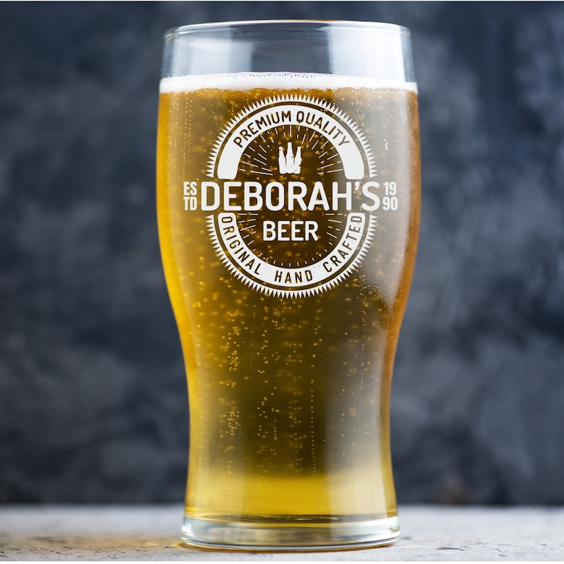 Personalised Pint Glasses, Custom Beer Glass, Engraved Pint Glass, Personalised Beer Glasses, Beer Label Glass, Beer Gift, Birthday Gift image 3