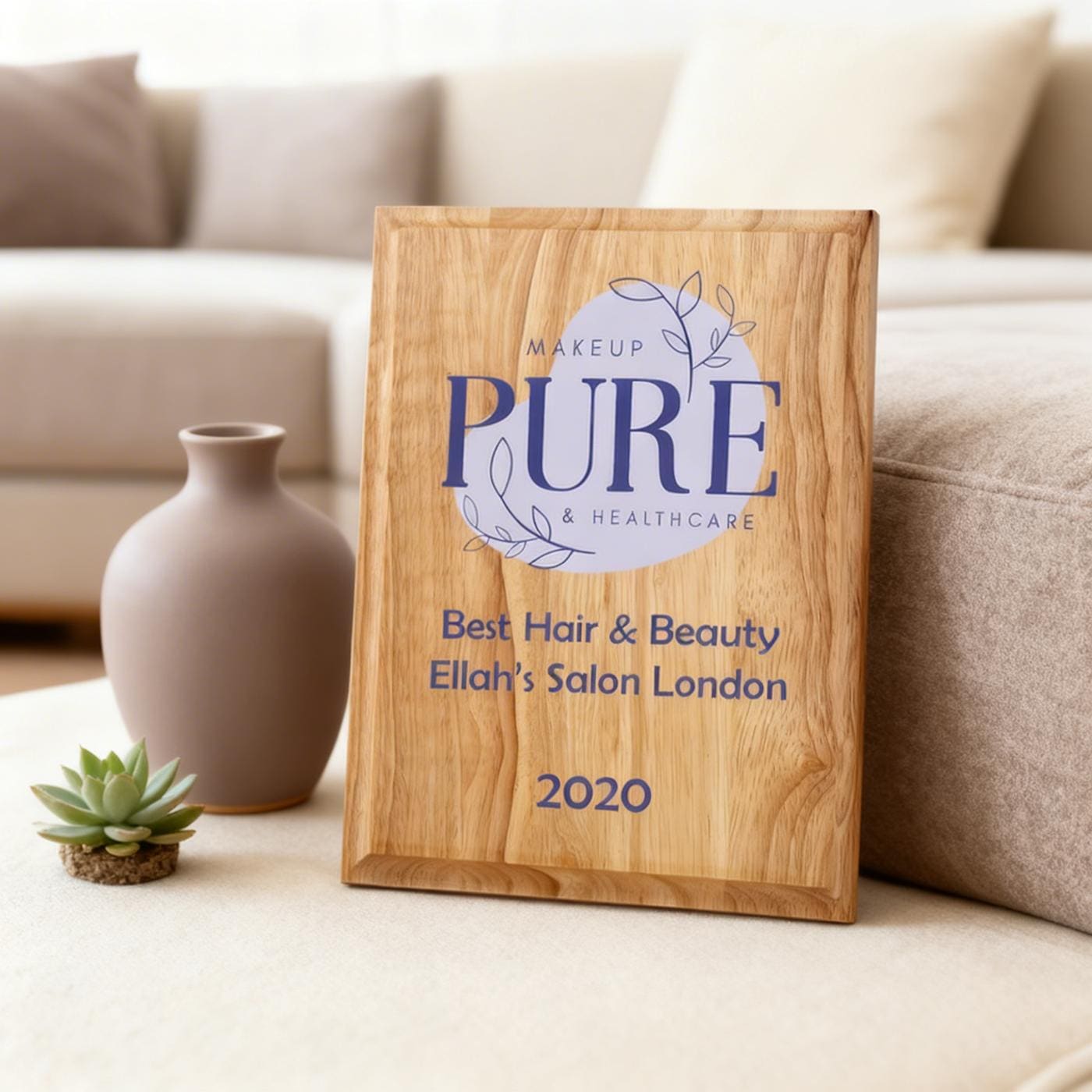 Personalised Bamboo Wooden Plaque Award Corporate Trophy Award