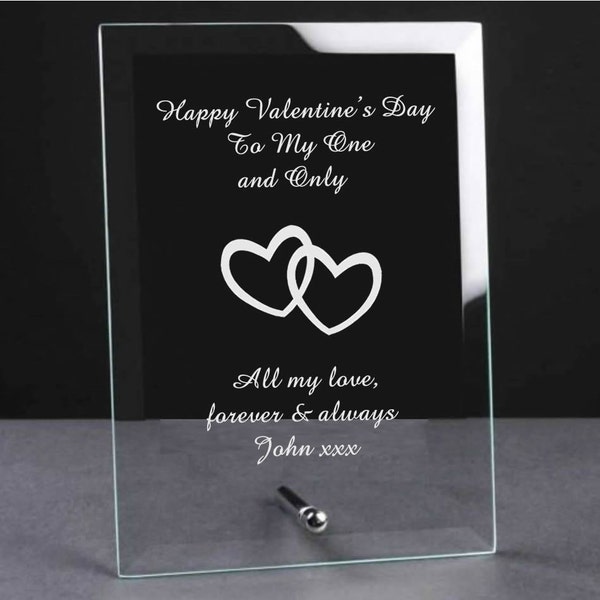 Personalised, Engraved Jade Glass Valentine's Plaque - Personalised Valentine's Gifts