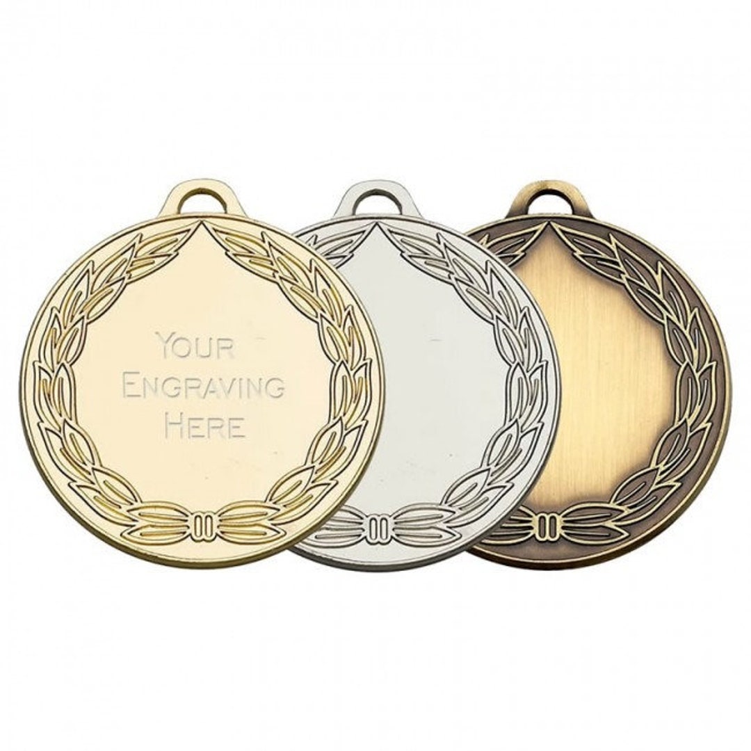 Paquete de 1 a 50 medallas grabadas de oro de 10 quilates, medallas grandes  de 3 pulgadas, premio trofeo personalizado, libre D03-EMFCL816