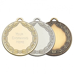 Engraved Sports Medals Award Complete with Medal Ribbon - Personalized Football Medals - Gold, Silver, Bronze