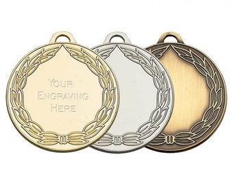 Engraved Sports Medals Award Complete with Medal Ribbon - Personalized Football Medals - Gold, Silver, Bronze