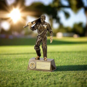 Trophée de batteur de cricket personnalisé, Trophée Pinnacle de cricket, GRAVURE GRATUITE, Ajoutez votre propre logo, Trophée de batteur