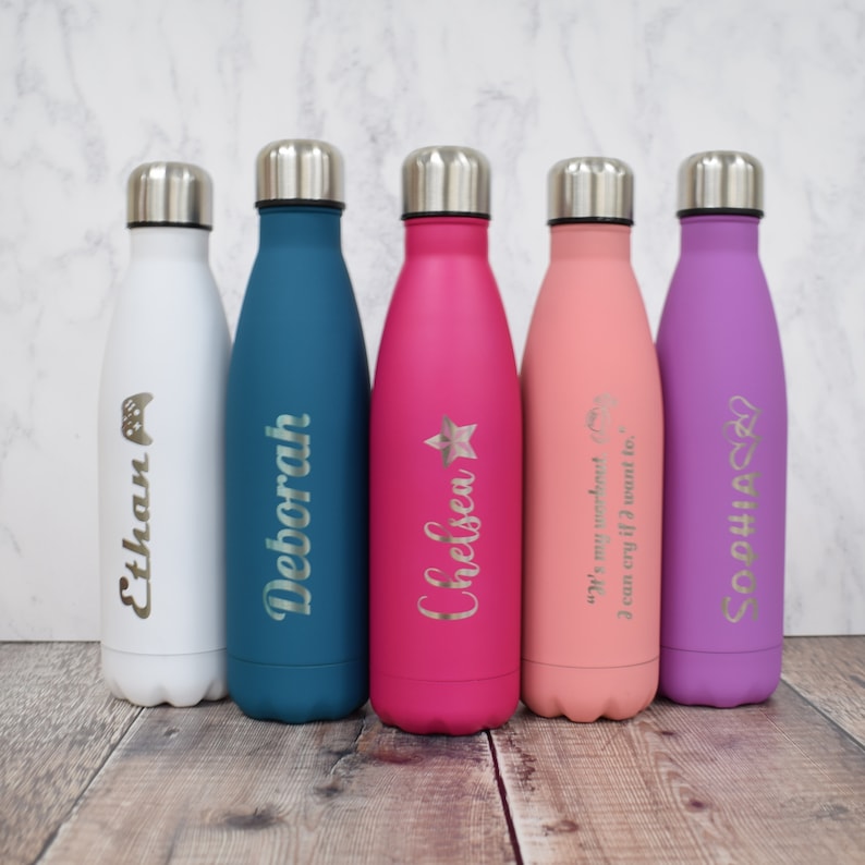 Personalised Water Bottle ENGRAVED Gym Bottle, Reusable Bottle, Insulated Hot/Cold Flask image 7