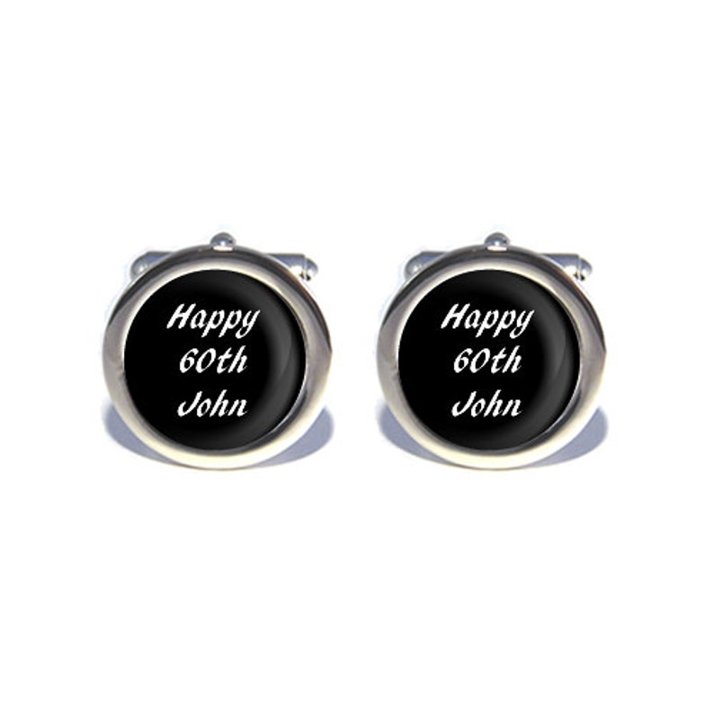 Father/'s Day Gifts for Dad Birthday Anniversary Gifts for Men Wedding Cufflinks Custom Personalised Any Text White on Black Cufflinks