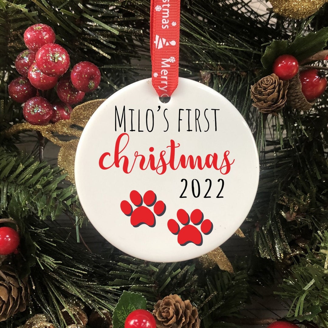 Dogs First Christmas Personalised Christmas Tree Bauble Pet Etsy