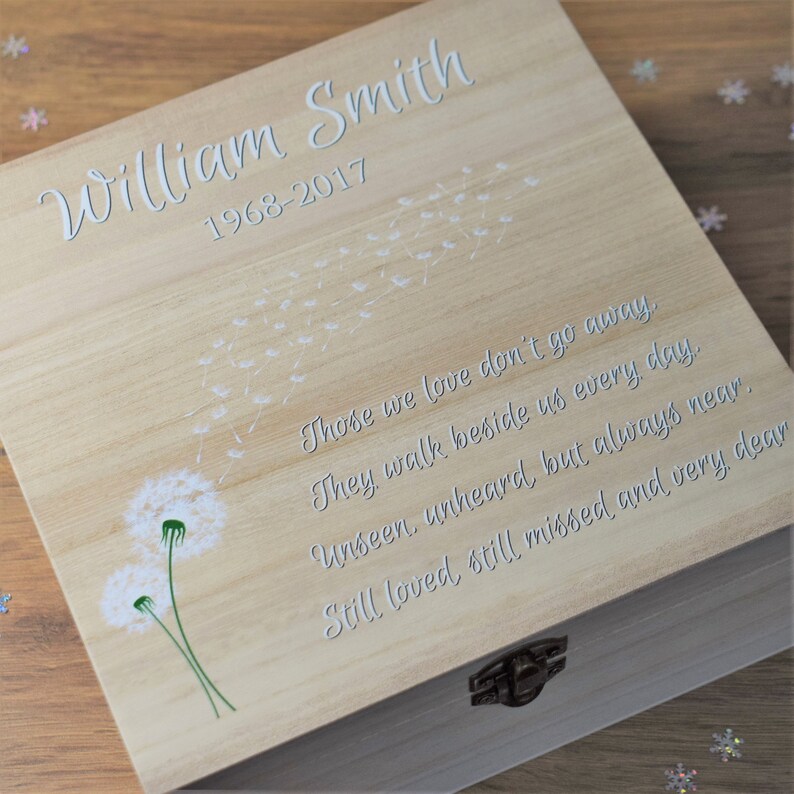 Printed Personalised Dandelion Remembrance Keepsake Box in Etsy