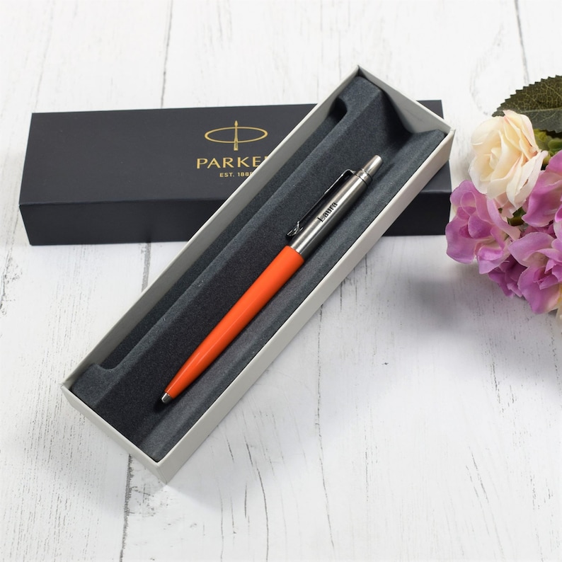 Birthday Gift Personalised Pen Engraved Pen Christmas Gift Originals Orange Parker Jotter Pen Corporate Gifts Wedding Gift