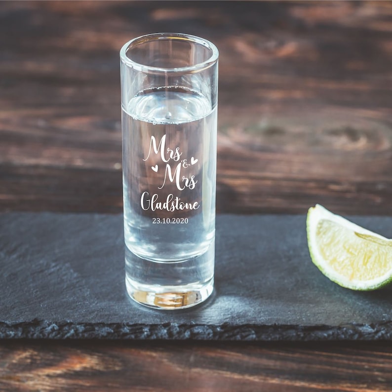 Engraved Shot Glass Mr & Mrs Shot Glass Tall Shot Glasses Etsy
