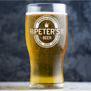 Personalised Pint Glasses, Custom Beer Glass, Engraved Pint Glass, Personalised Beer Glasses, Beer Label Glass, Beer Gift, Birthday Gift image 2