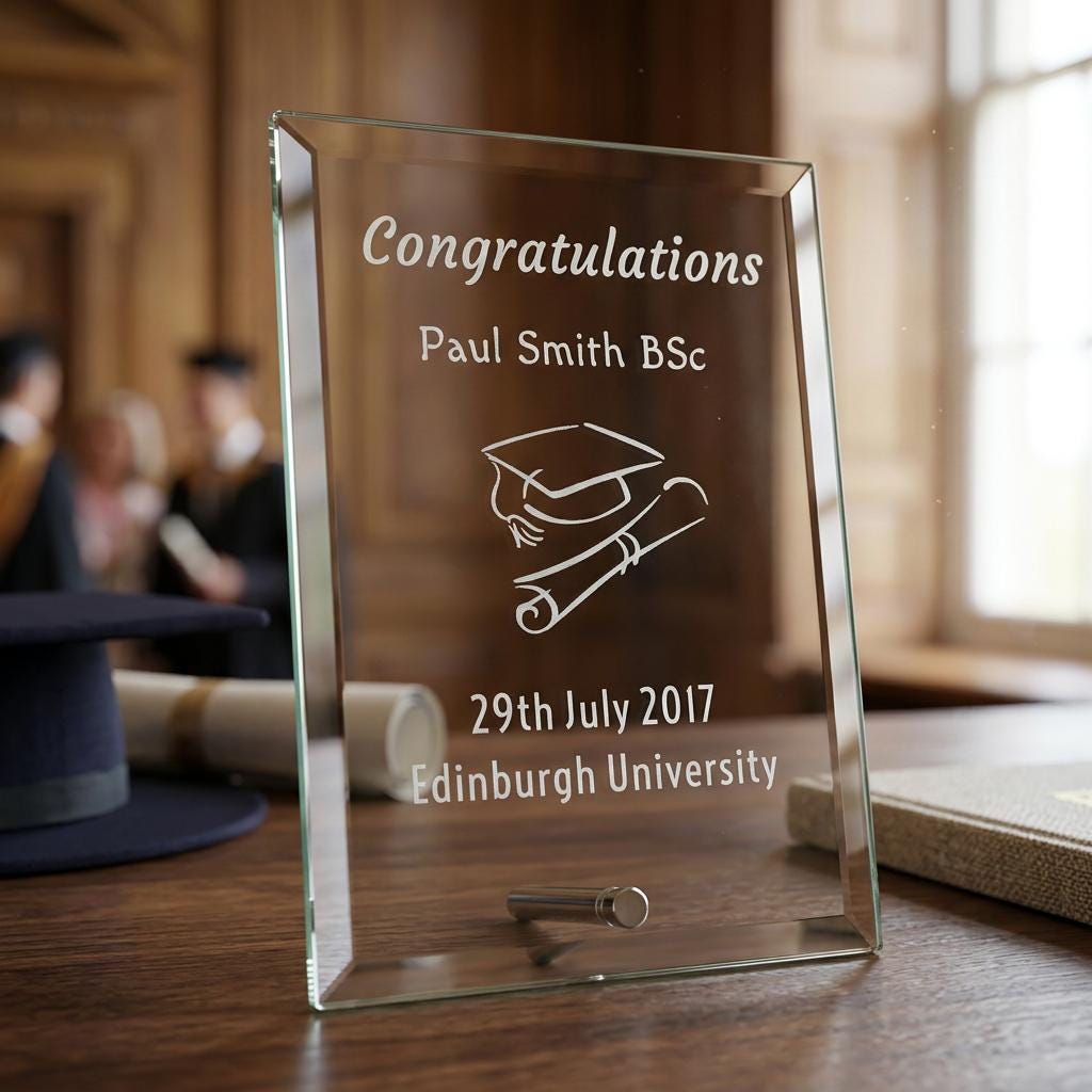 Personalised Graduation Glass Plaque – Engraved University Academic ...