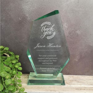 Personalised Crystal Thank You Award, Retirement Appreciation, For Manager , Staff ,Retirement Award with Laser Engraving, Employee Award