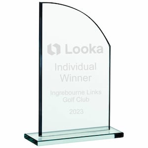 Personalised Pioneer Glass Trophy Award, Jade Glass Award, Add your own logo, Corporate Trophy Award