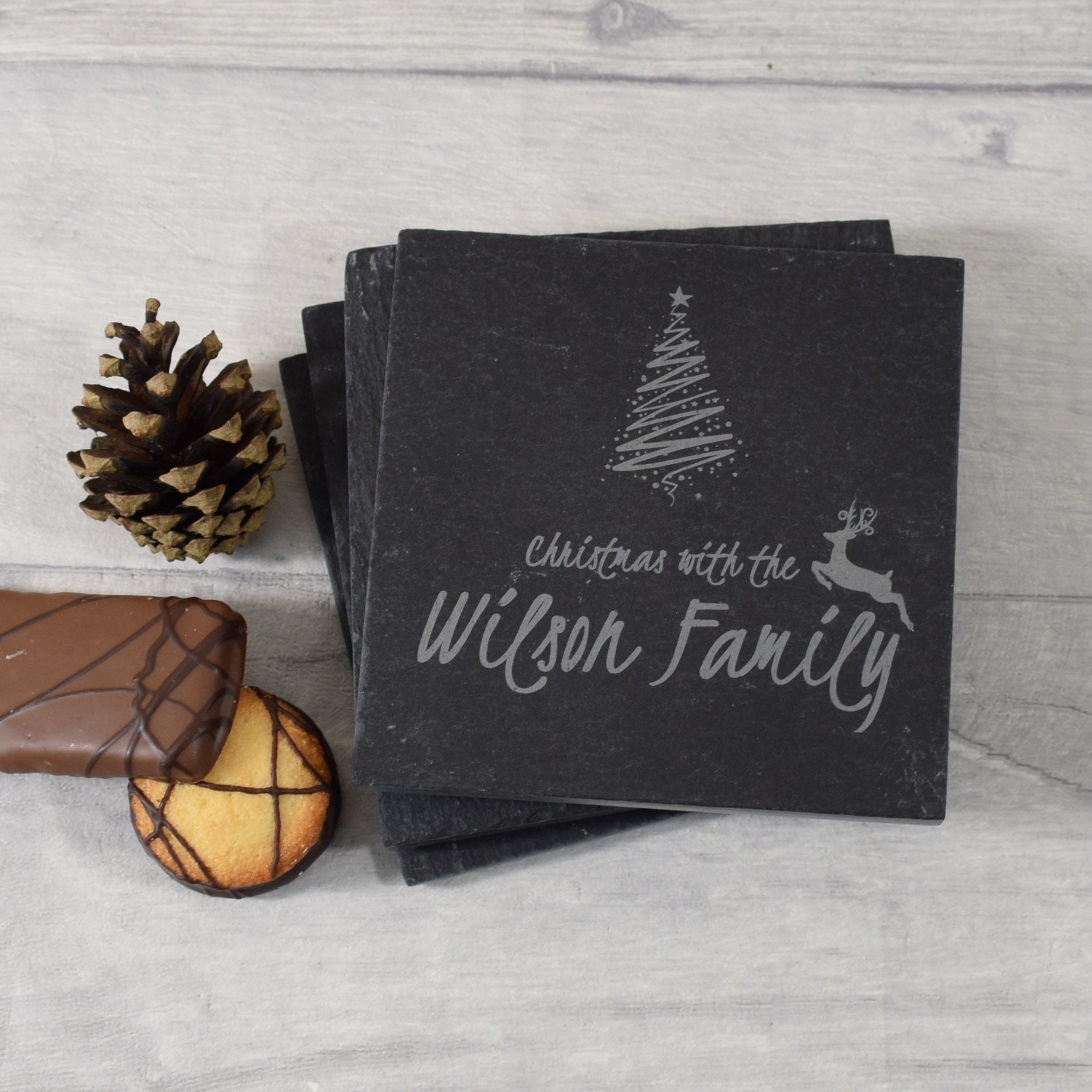 Christmas Coasters Personalised Engraved Slate Christmas With - Etsy UK