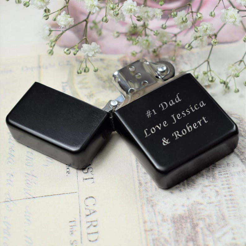 Personalised Engraved Matte Black Lighter Wedding Gifts Etsy