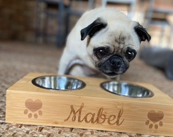 Personalised Dog Bowls, Bamboo Wood Engraved Personalized Dog Bowls, Personalised Pet Gift, Personalised Pet Bowls Gift