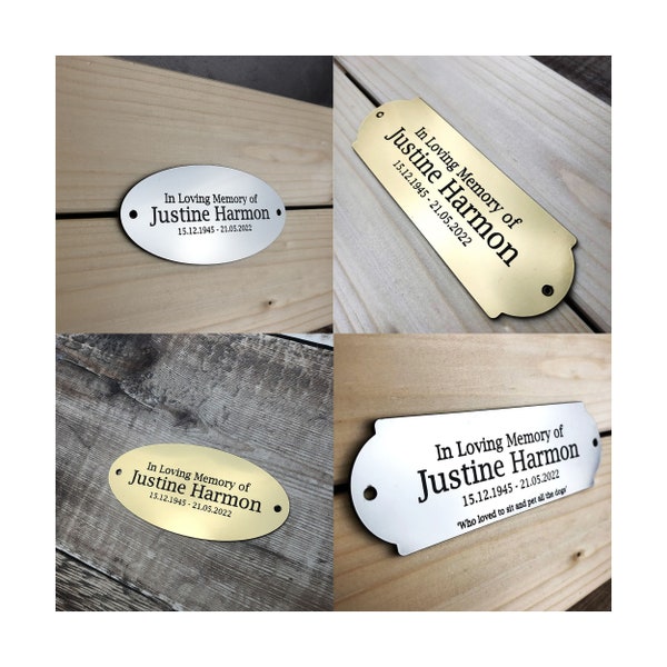 Plaques de banc personnalisées, Plaques du souvenir, Plaque commémorative tous temps, Anniversaire, Commémoration, Plaque pour animaux de compagnie, Plaque de banc de jardin