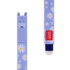 Legami Blau Nilpferd Gelstift, radierbarer Gelstift - Nilpferd Stift, Nilpferd Stift, Süßer Stift, Kinder Briefpapier, Zoo Tier Stifte, Gelstifte, radierbarer Stift