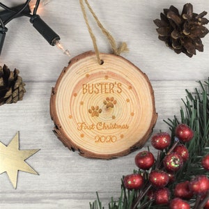 Gepersonaliseerde, gegraveerde kerstboom houten kerstballen - Christmas Cat & Dog Gifts, Pet Kerstballen, kerstcadeaus voor huisdieren, kerstballen