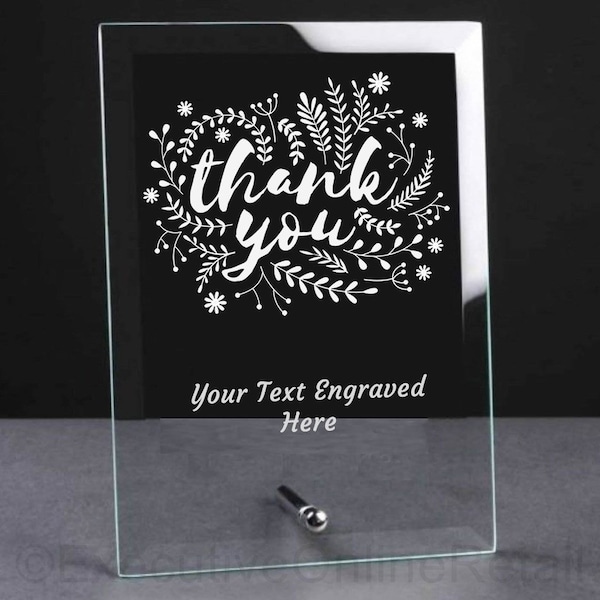 Personalised Thank You Gift Engraved Glass Plaque - Thank You Gifts For Family & Friends Gift Teacher, Friend