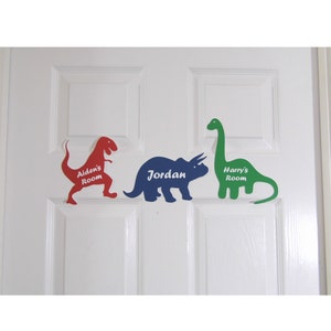 Personalised Door Name Sign Plaque Children's Dinosaur Bed Room Sign, Boys Girls