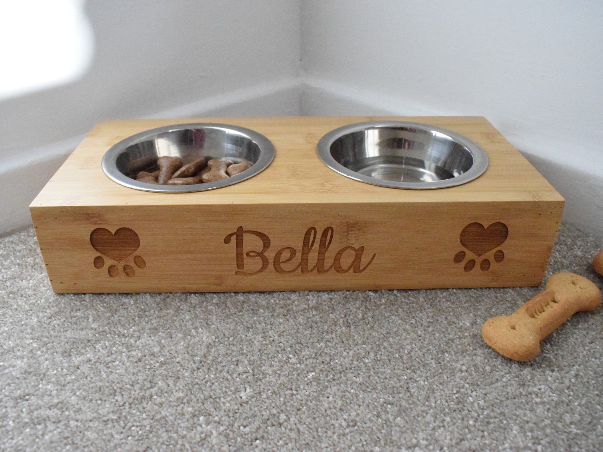 Personalisierte Hundenäpfe, Bambus Holz graviert personalisierte Hundenäpfe, personalisiertes Haustier Geschenk, personalisierte Haustiernäpfe Geschenk