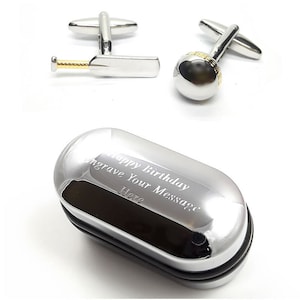 Engraved Chrome Case Personalised Santa Christmas Mens Christmas Cufflinks