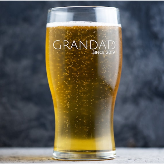Personalised Beer Glass, Custom Beer Glass, Engraved Pint Glass, Beer Glasses, Personalized Pint Glass, Grandad Birthday Gift, New Grandad